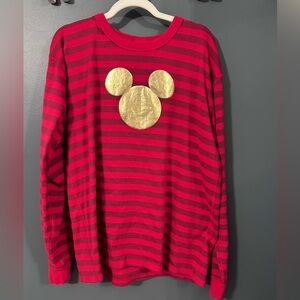 XXL Disney Hanna Anderson Red and Gold Striped Long Sleeve Pajama PJ Top Holiday